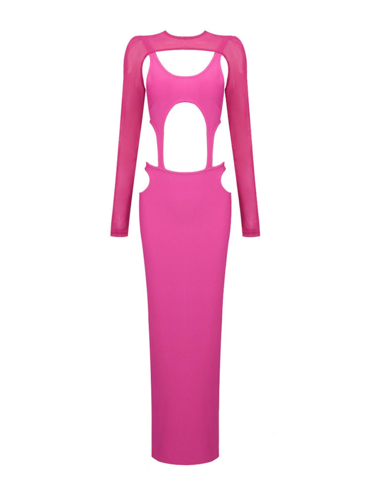 Scoop Neck Tank Cutout Torso Mesh Bolero Long Sleeve Mermaid Maxi Dress 6