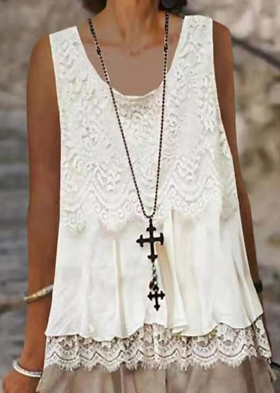 Scoop Neck Lace Overlay Scalloped Tiered Ruffle Hem Sleeveless Mini Dress 2