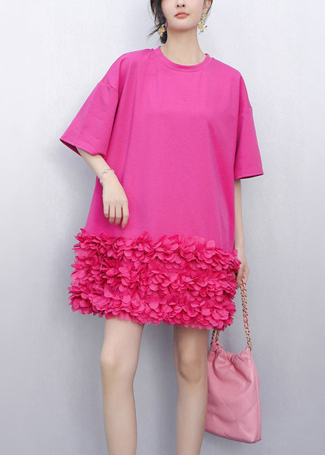 Crew Neck 3D Petal Hem Oversized T-Shirt Mini Dress 3