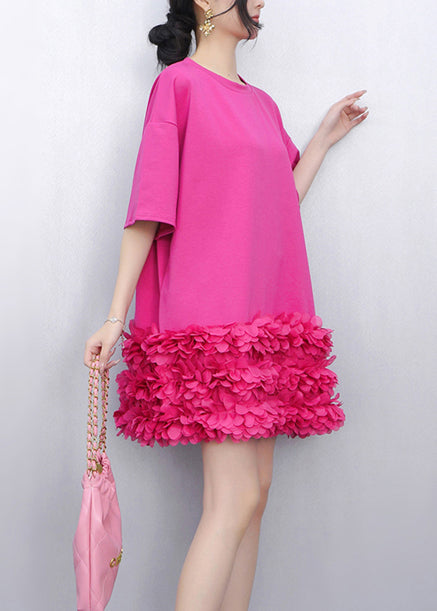 Crew Neck 3D Petal Hem Oversized T-Shirt Mini Dress 4