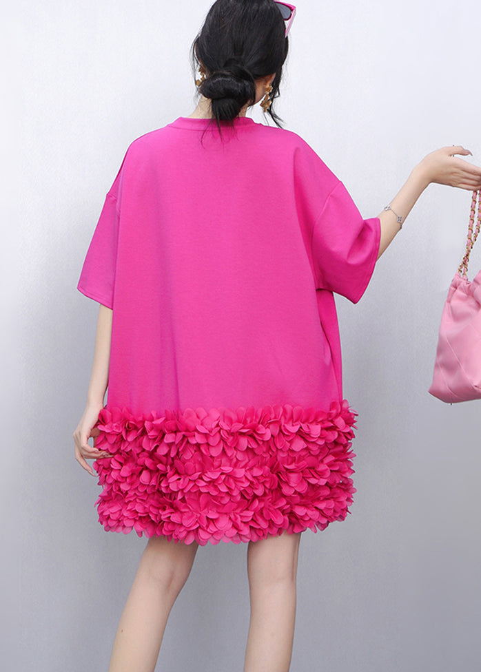 Crew Neck 3D Petal Hem Oversized T-Shirt Mini Dress 5