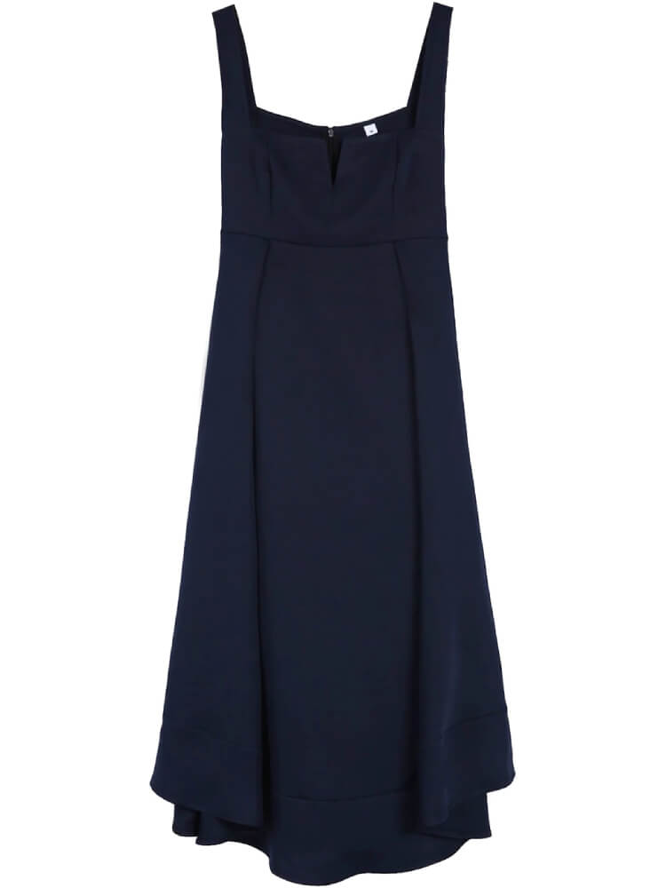 Square Neck Cut Out Wide Strap Tiered Handkerchief Hem Empire Waist Midi Dress 3