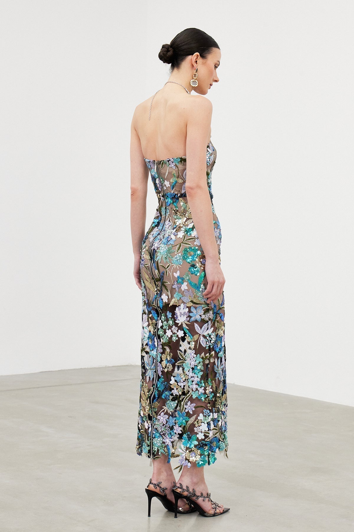Mesh Sequin Column Maxi Gown 4