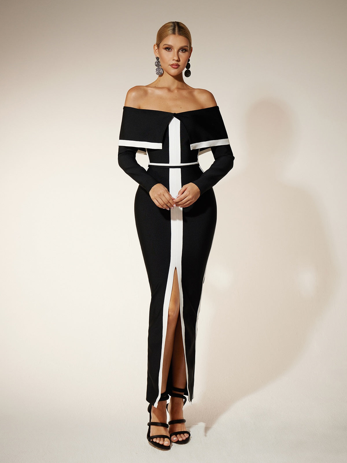 Off Shoulder Split Bandage Bodycon Dress 3