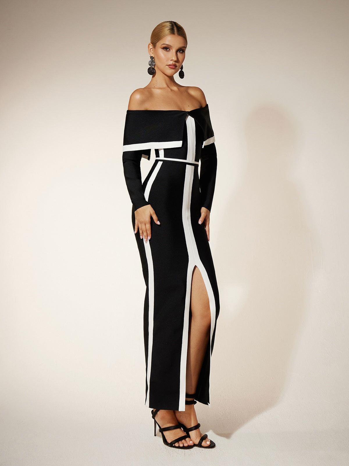 Off Shoulder Split Bandage Bodycon Dress 4