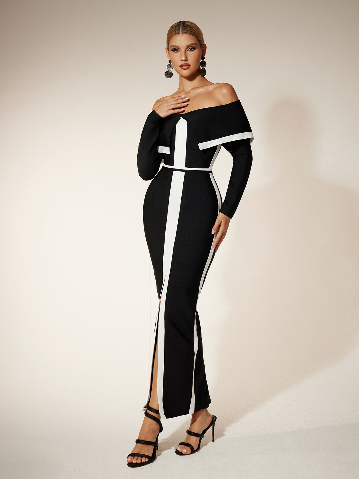 Off Shoulder Split Bandage Bodycon Dress 2