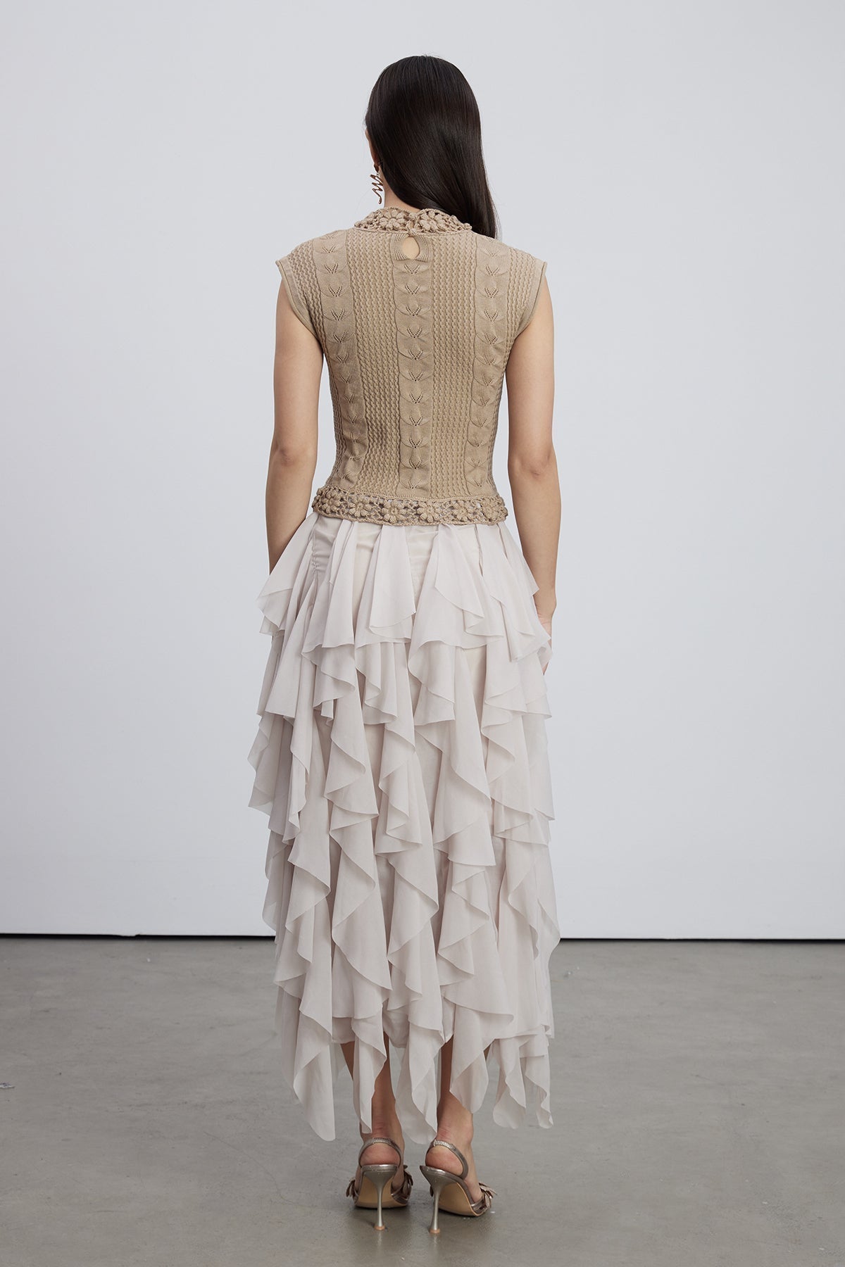Flower Cutout Draped Mesh Mini Dress 4