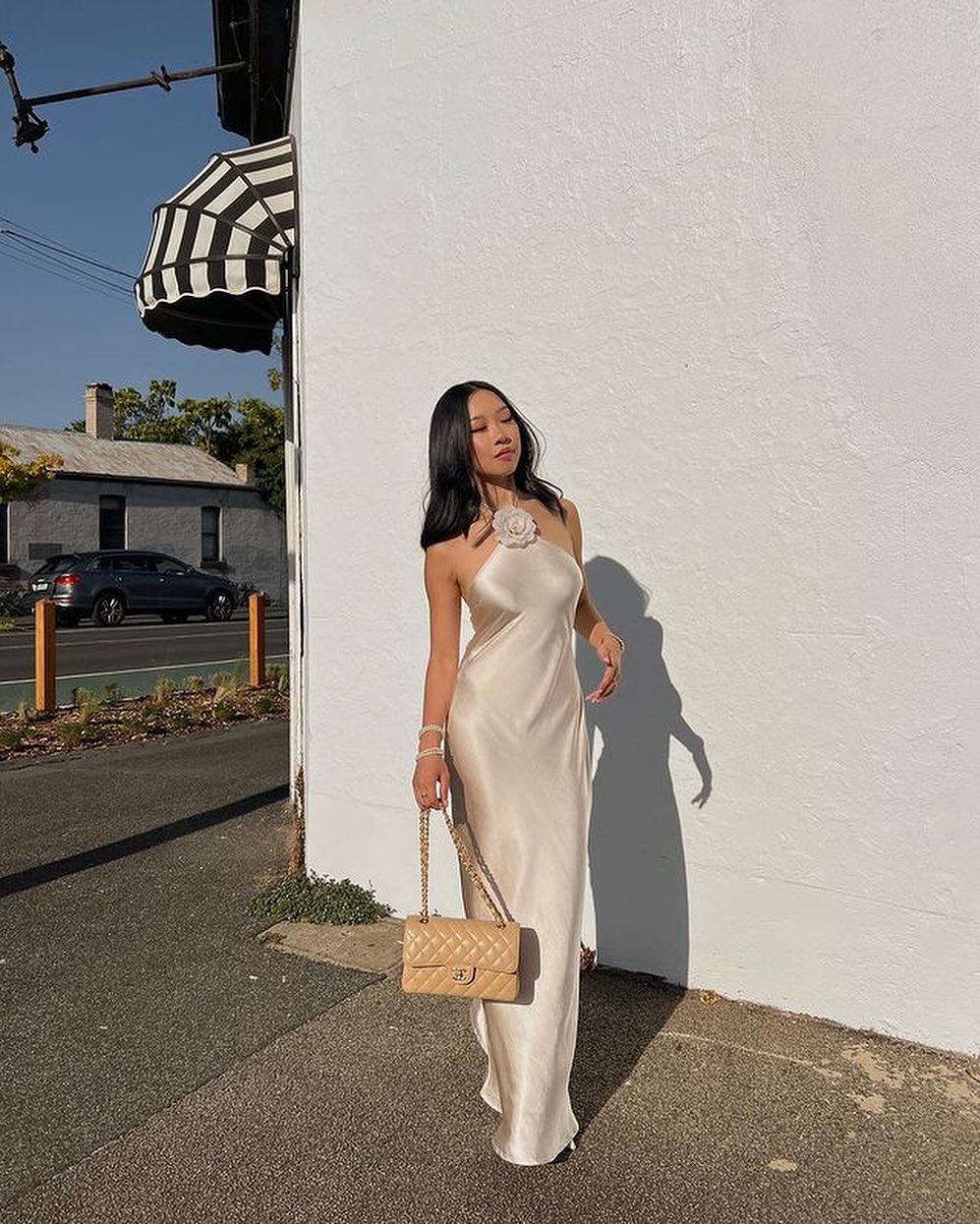 Halter Backless Satin Column Maxi Gown 5