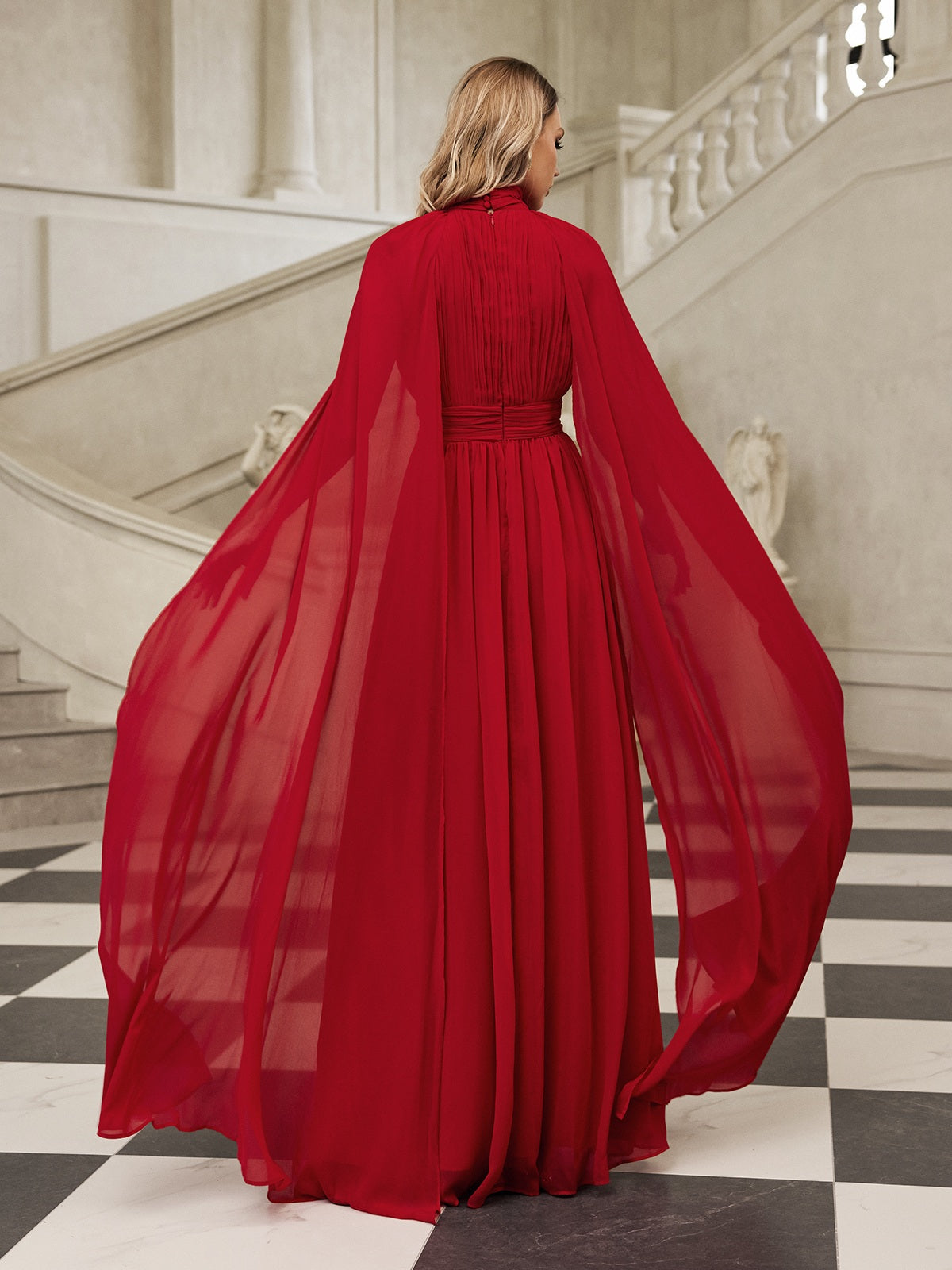 Cape Sleeve Mesh Maxi Dress 6