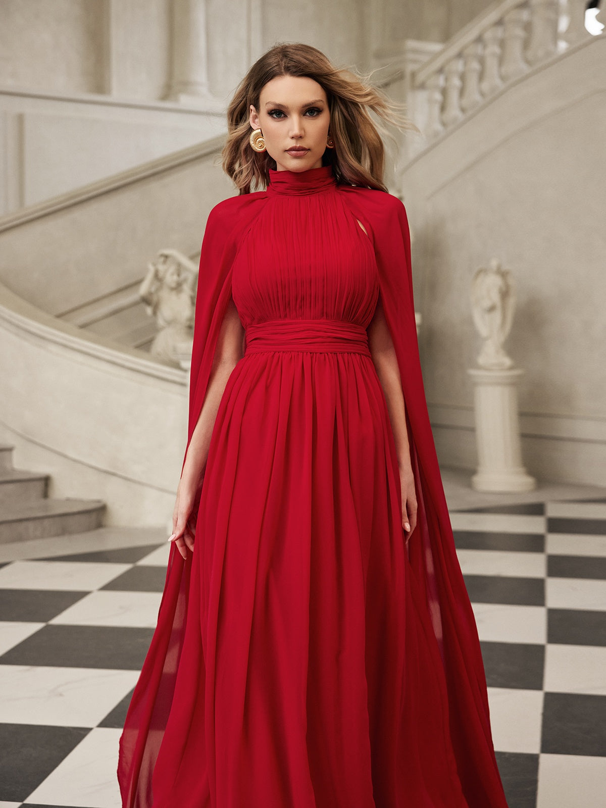 Cape Sleeve Mesh Maxi Dress 4