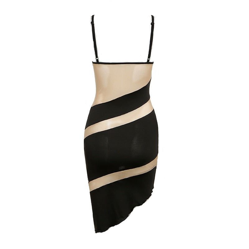 Spaghetti Strap Underwire Panel Cutout Wrap Asymmetric Bandage Mini Dress 11