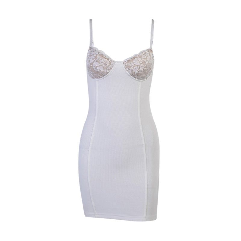 Lace Cup Sweetheart Spaghetti Strap Corset Seam Bodycon Mini Dress 10