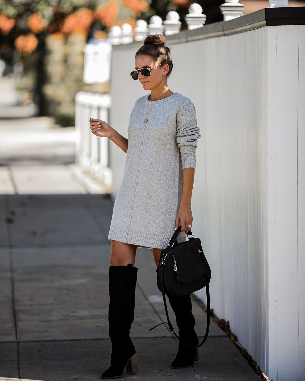 Long Sleeve Center Seam Rib Knit Mini Sweater Dress