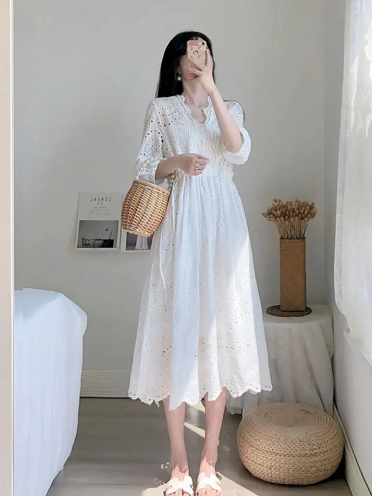 Off Shoulder Lace Panel Midi Dress