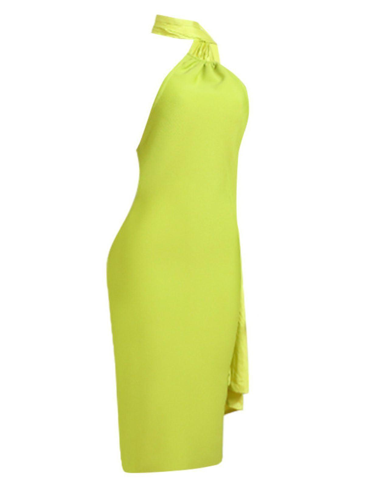 Halter Neck Twisted Knot Drape Sash Bandage Midi Dress 8