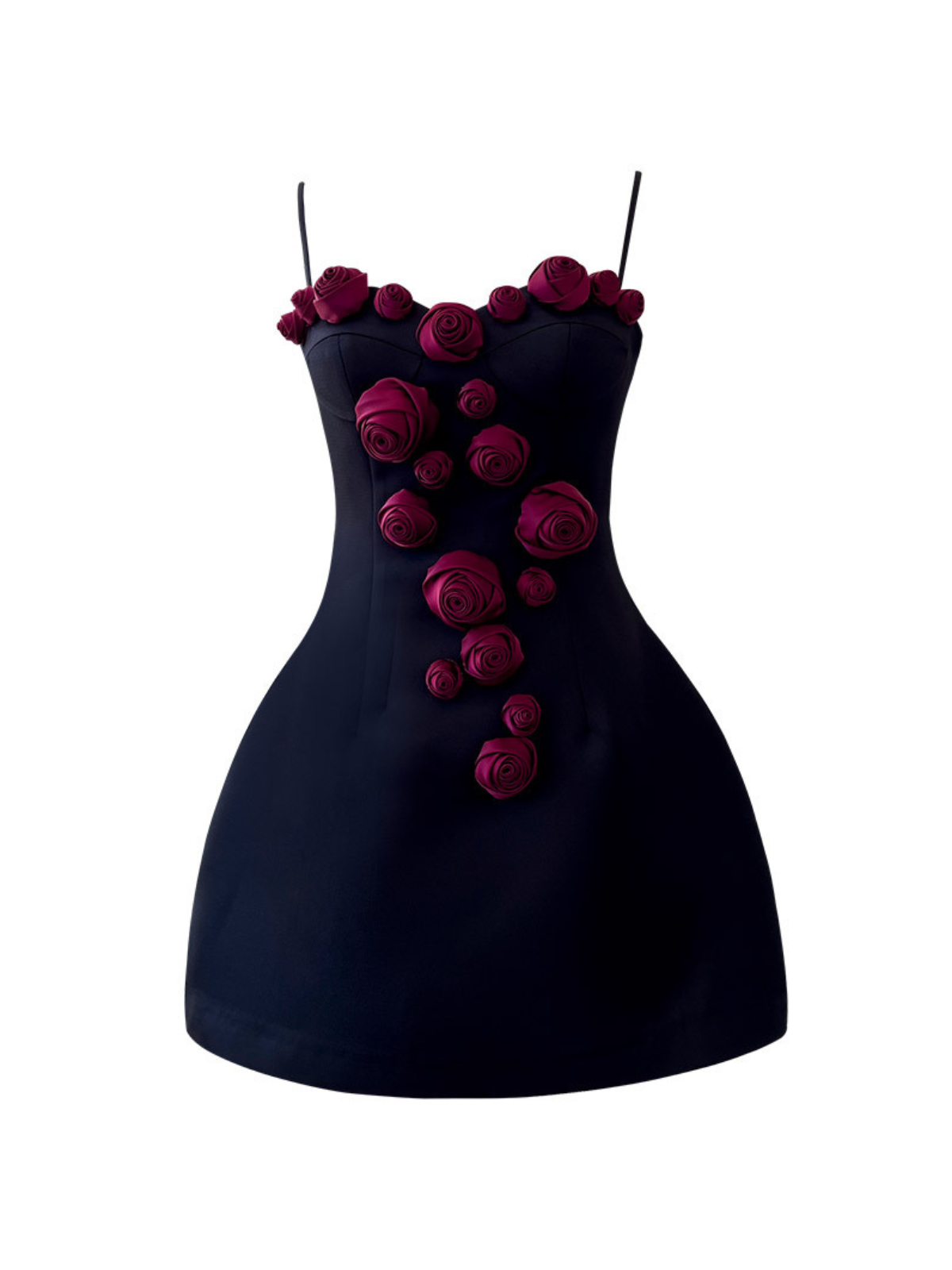 3D Floral Appliqué Bustier Spaghetti Strap Fit and Flare Mini Dress 7