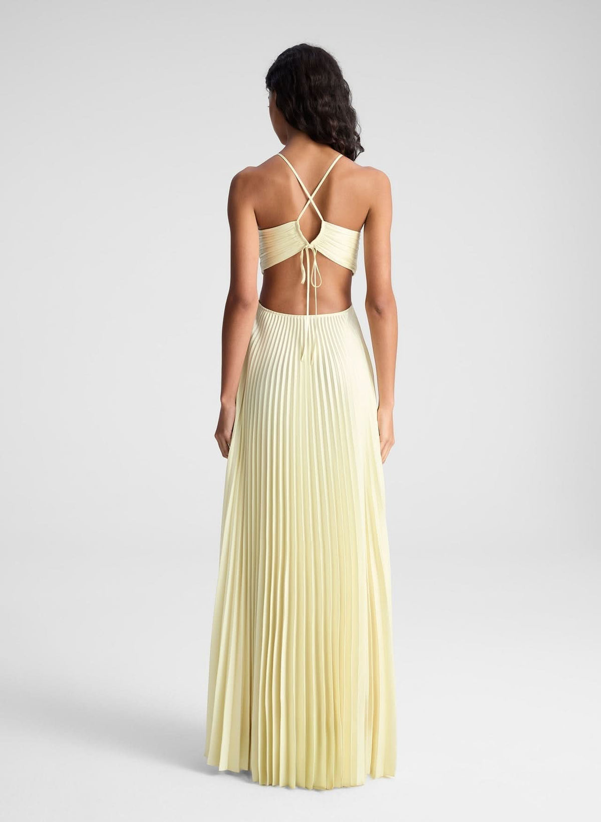 Halter Criss Cross Cutout Waist Sunray Pleat Maxi Dress 8