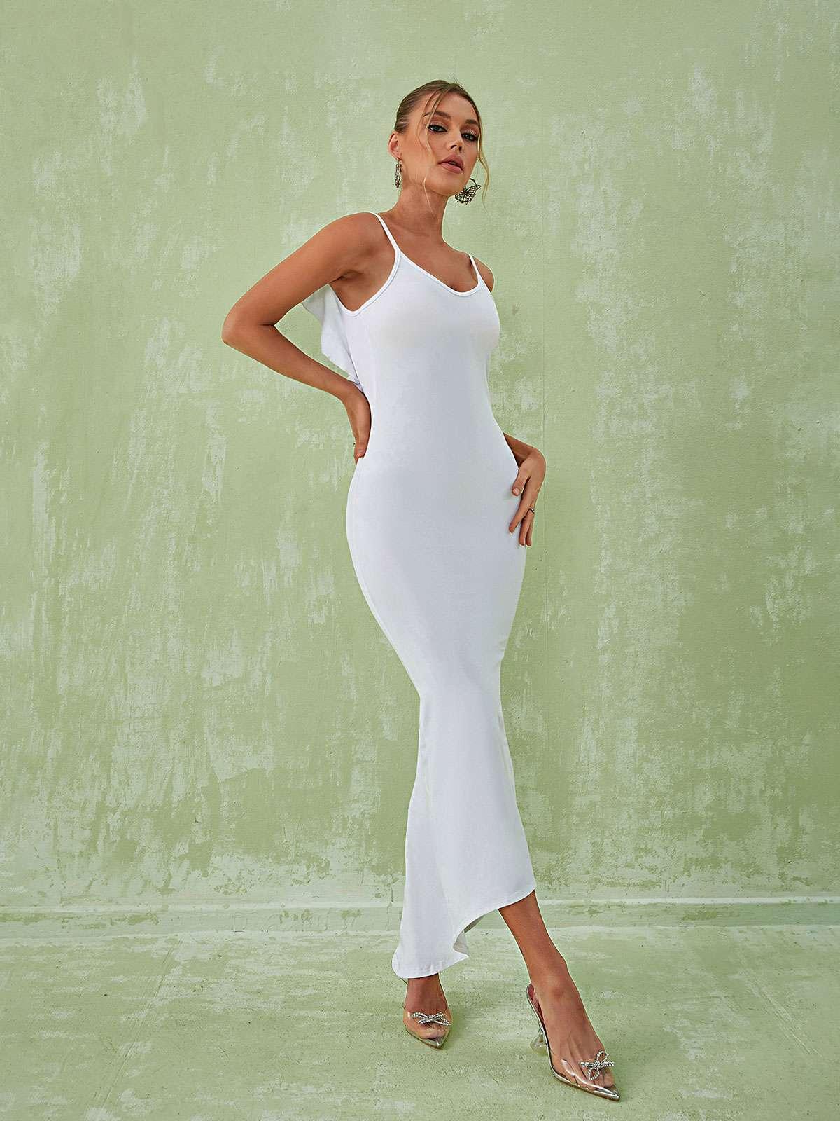 Halter Braided Strap Cowl Backless Bodycon Maxi Dress 4