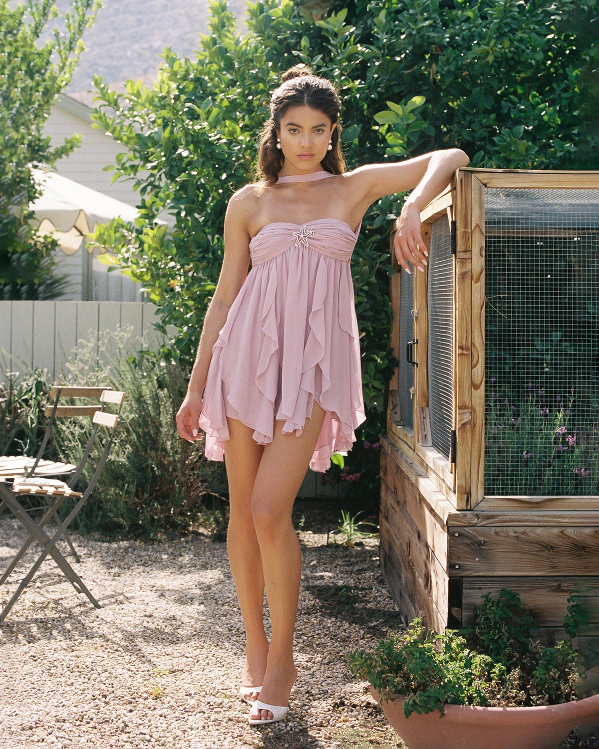 Floral Print Chiffon Halter Ruffle Tier Mini Dress with Starfish Detail 11
