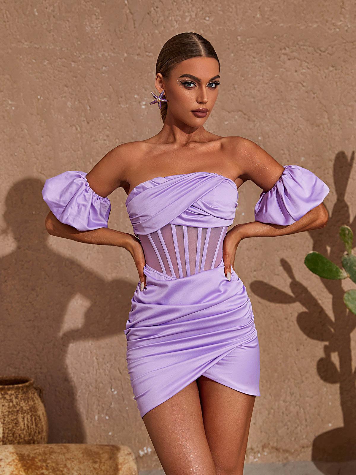 Strapless Satin Corset Mini Dress 2