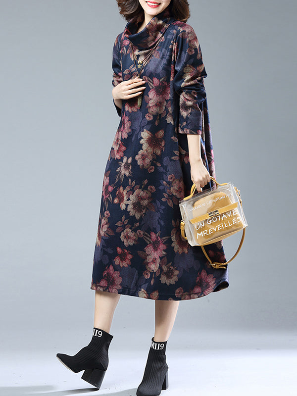 Square Neck Puff Sleeve Floral Print Fit and Flare Midi Dress 4