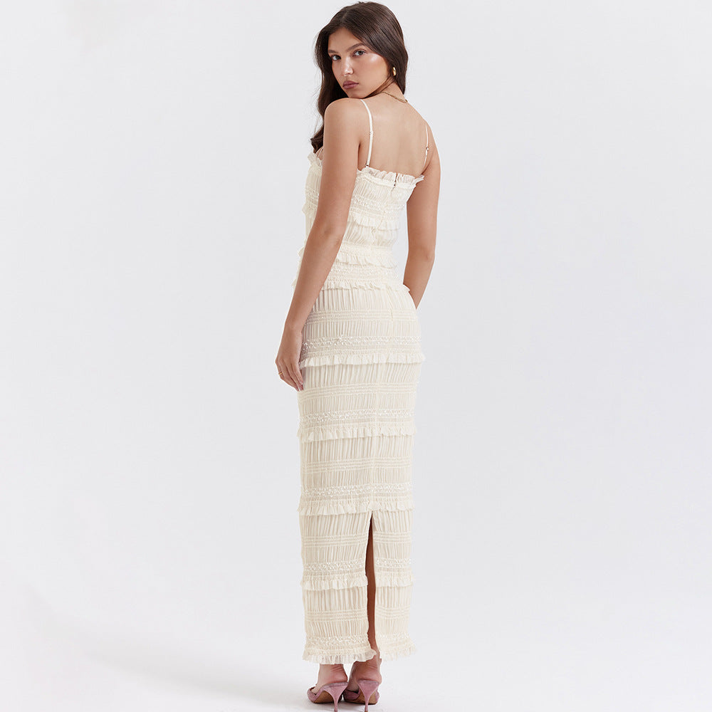 Smocked Tiered Ruffle Spaghetti Strap Backless Maxi Dress 4