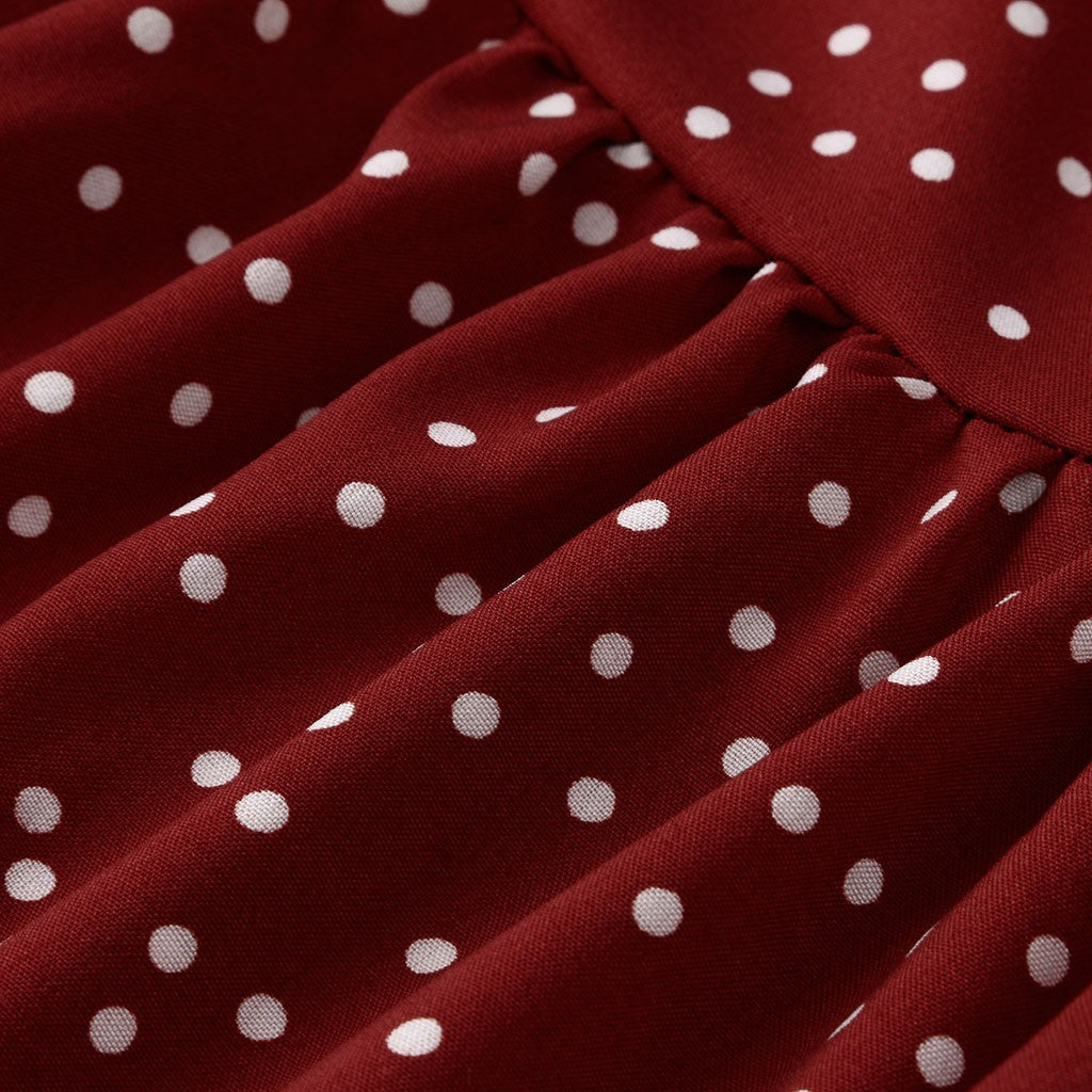 V Neck Lantern Sleeve Tiered Polka Dot Babydoll Mini Dress 4