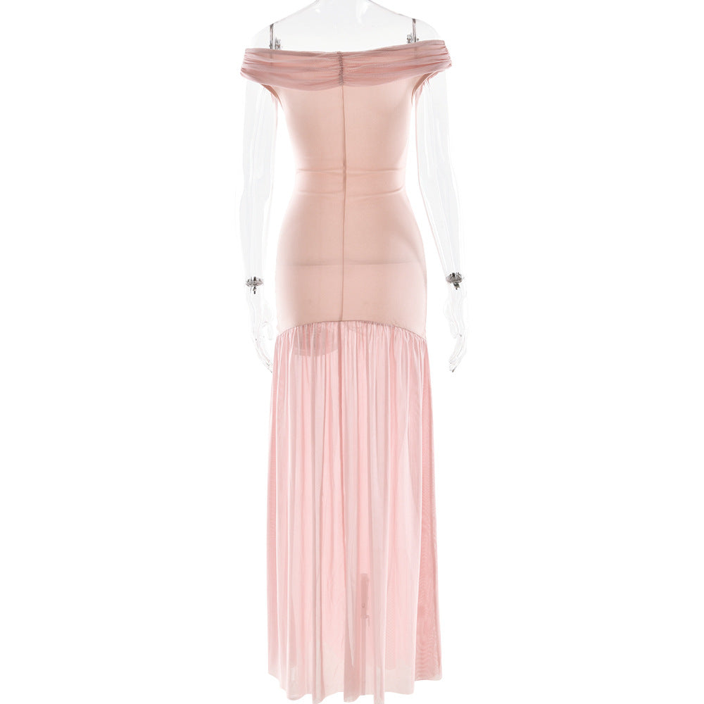 Off Shoulder Ruched Folded Bandage Maxi Dress 13