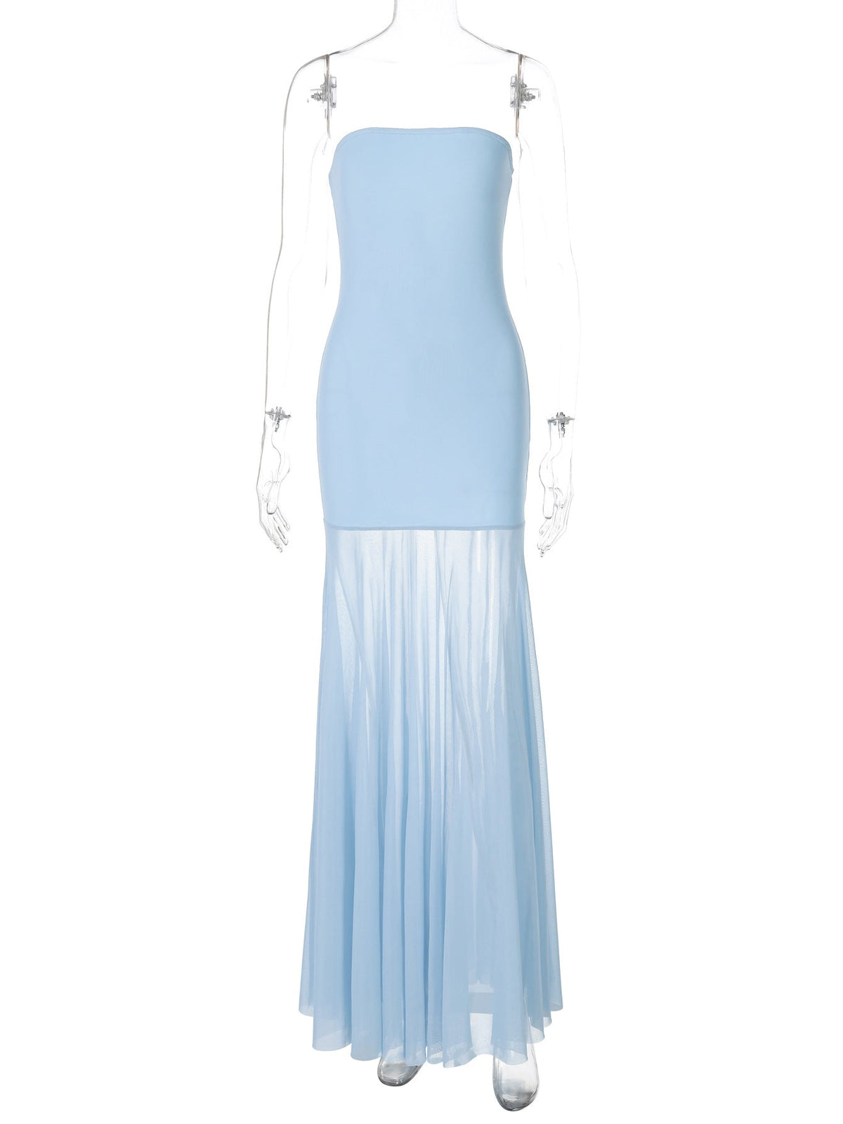 Halter Deep V Ruched Bodice Center Panel Drape Maxi Gown 4