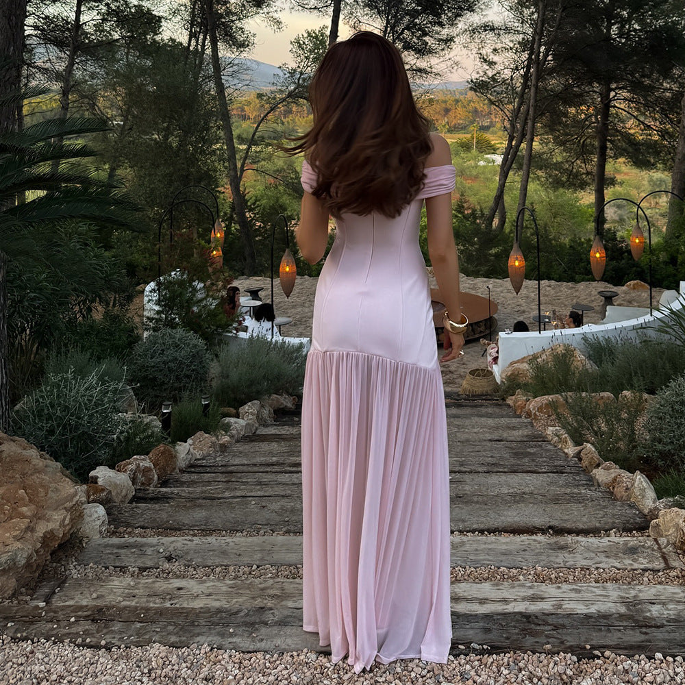 Off Shoulder Ruched Folded Bandage Maxi Dress 9