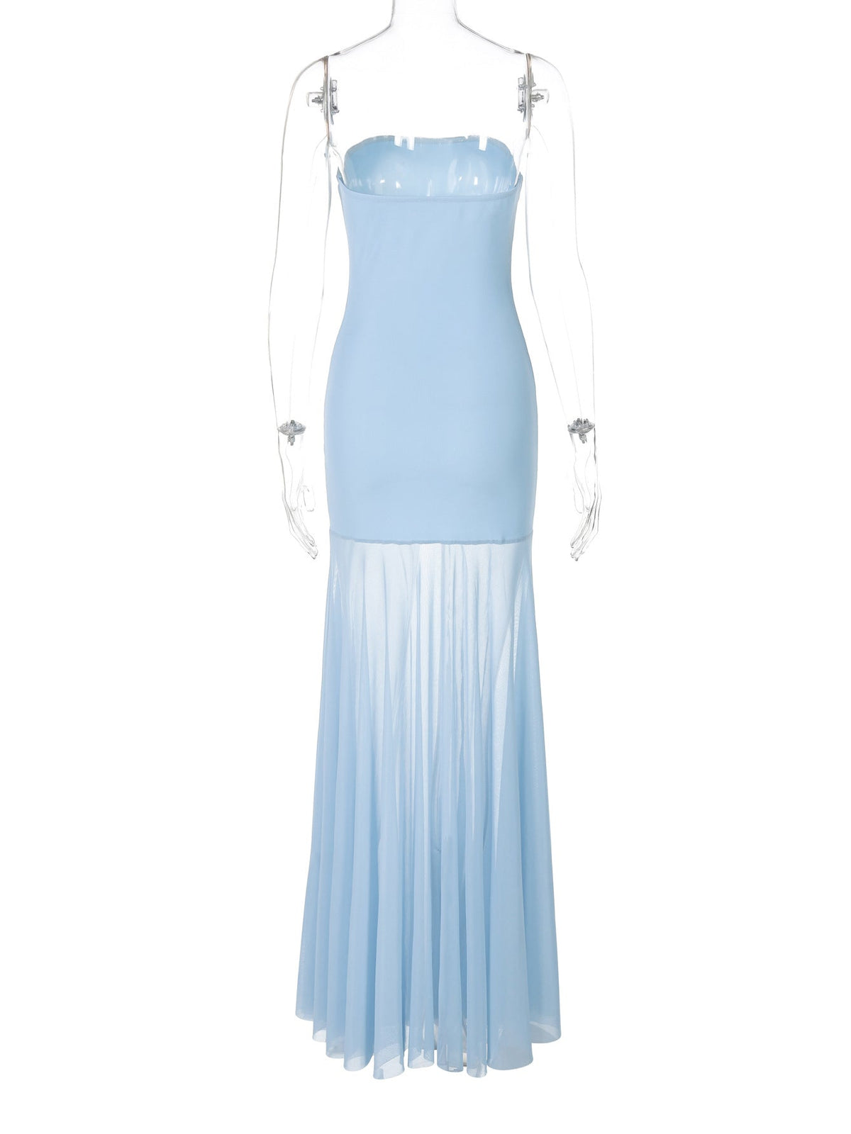 Halter Deep V Ruched Bodice Center Panel Drape Maxi Gown 5