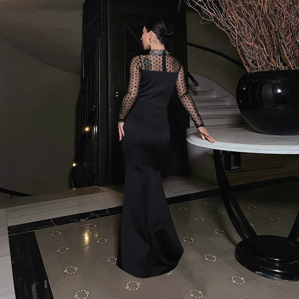 Sequin Sheer Mesh Panel Gown 3
