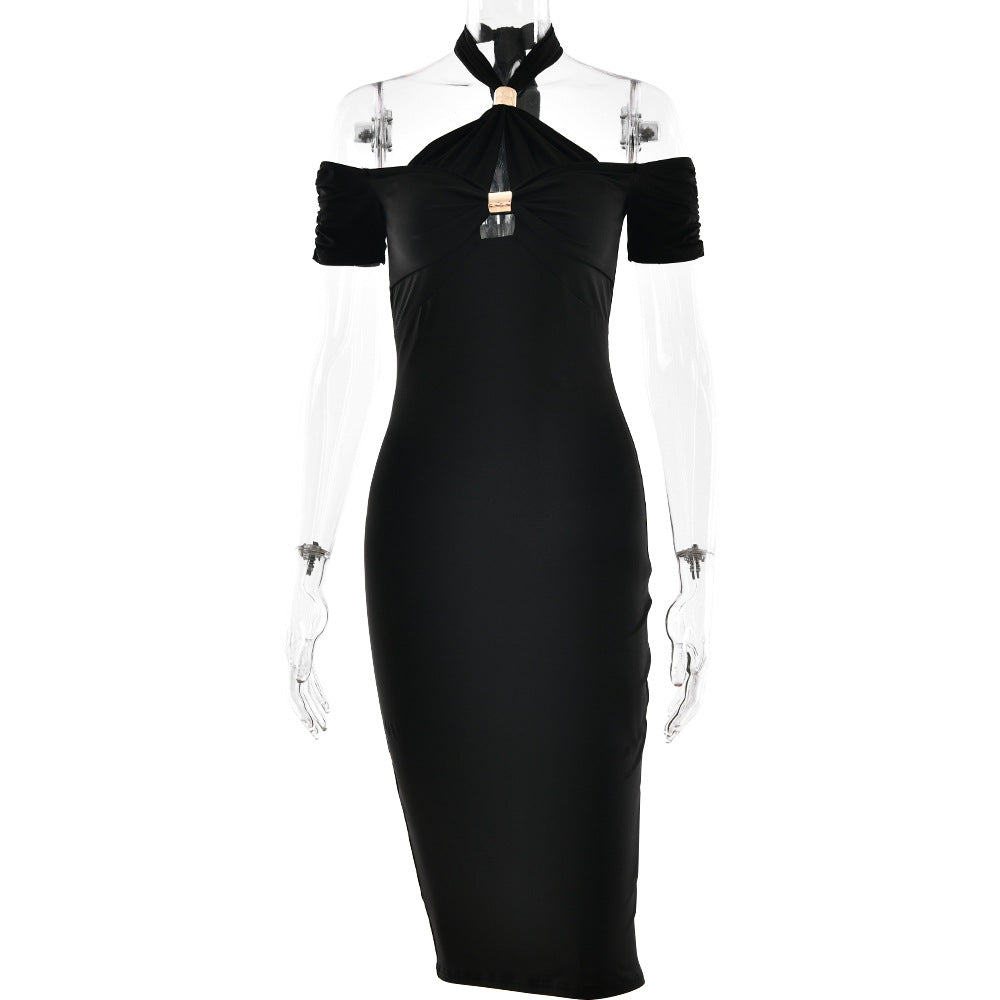 Mock Neck Ruched Asymmetric Train Mini Dress 6