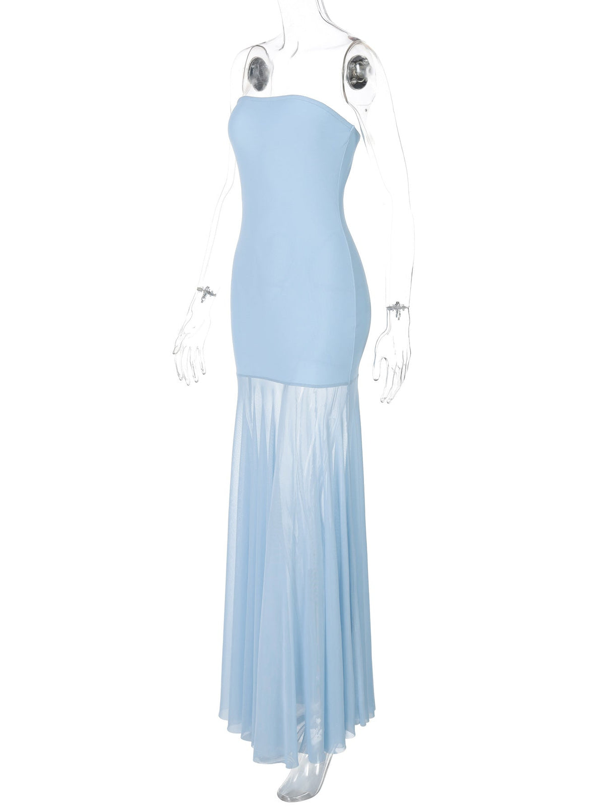 Halter Deep V Ruched Bodice Center Panel Drape Maxi Gown 6