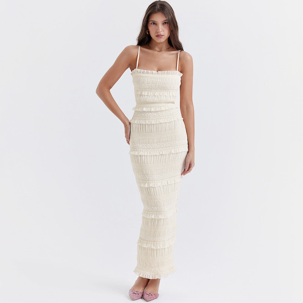 Smocked Tiered Ruffle Spaghetti Strap Backless Maxi Dress 5