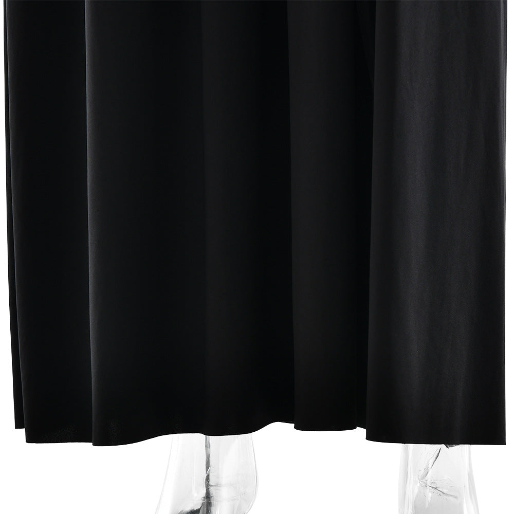 One Shoulder Asymmetric Ruching Mesh Midriff High Slit Maxi Gown 12