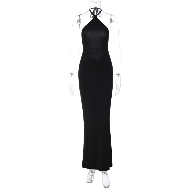 Halter Neck Open Back Cowl Drape Bodycon Maxi Dress 5
