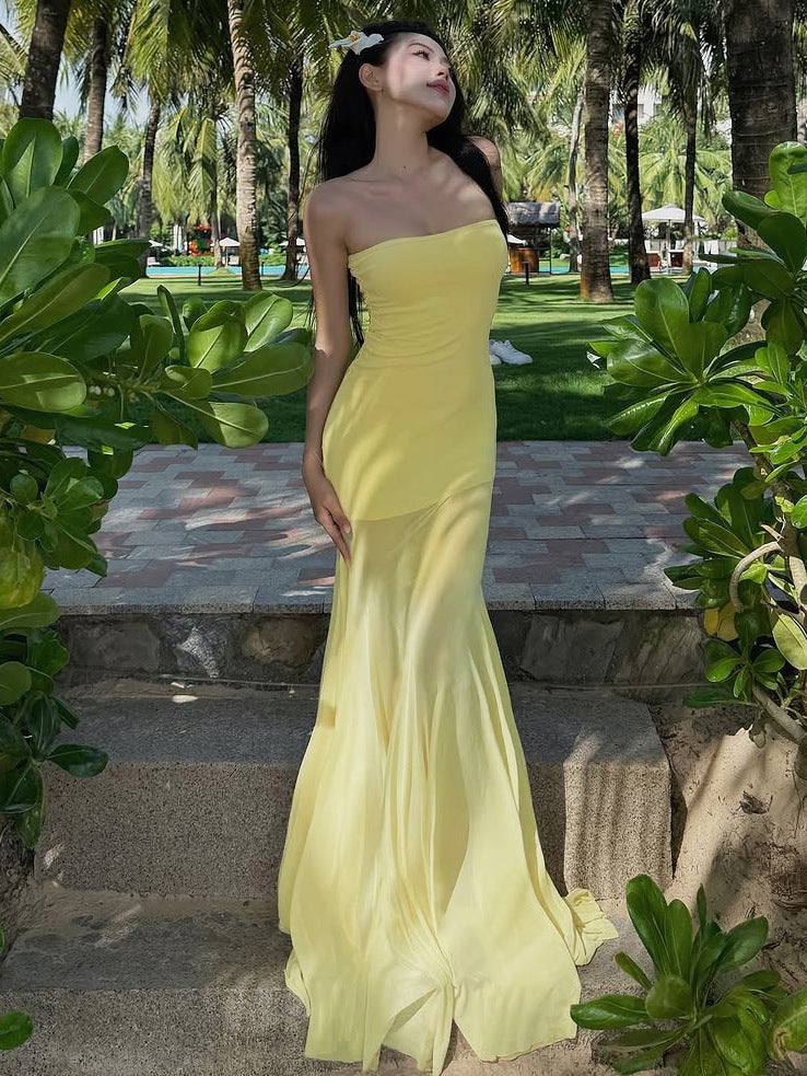 Halter Deep V Ruched Bodice Center Panel Drape Maxi Gown