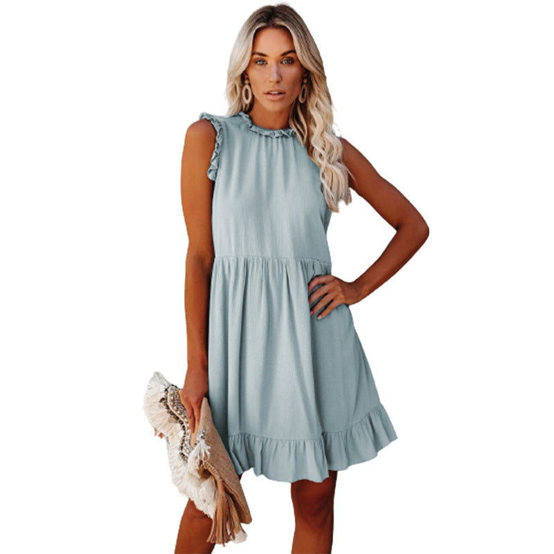 Ruffle Trim Sleeveless Babydoll Tiered Mini Dress 4