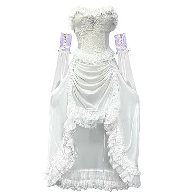 Lace Tiered Ruffle High-Low Cross Pendant Gothic Mini Dress 9
