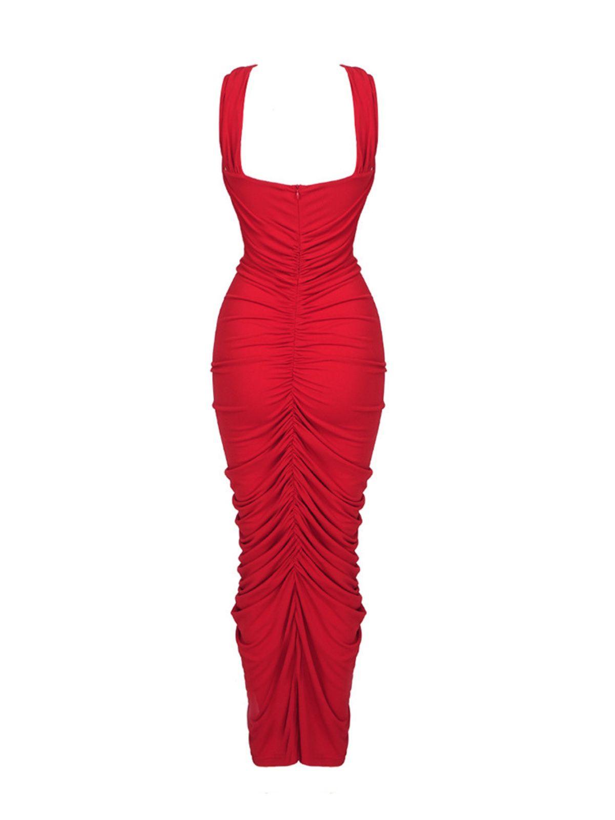 Cross Halter Cutout Maxi Dress with 3D Rosette Appliques and Ruched Skirt 8