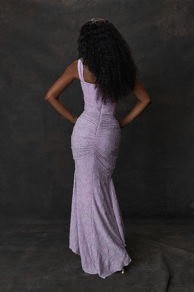 Floral Burnout Lace Corset Bodice Ruched Wrap High-Low Mermaid Midi Dress 22