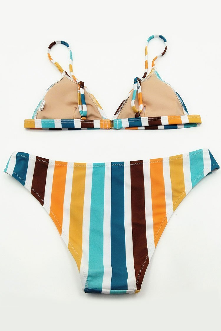 Rainbow Striped Triangle Bikini - Two Piece Swimsuit