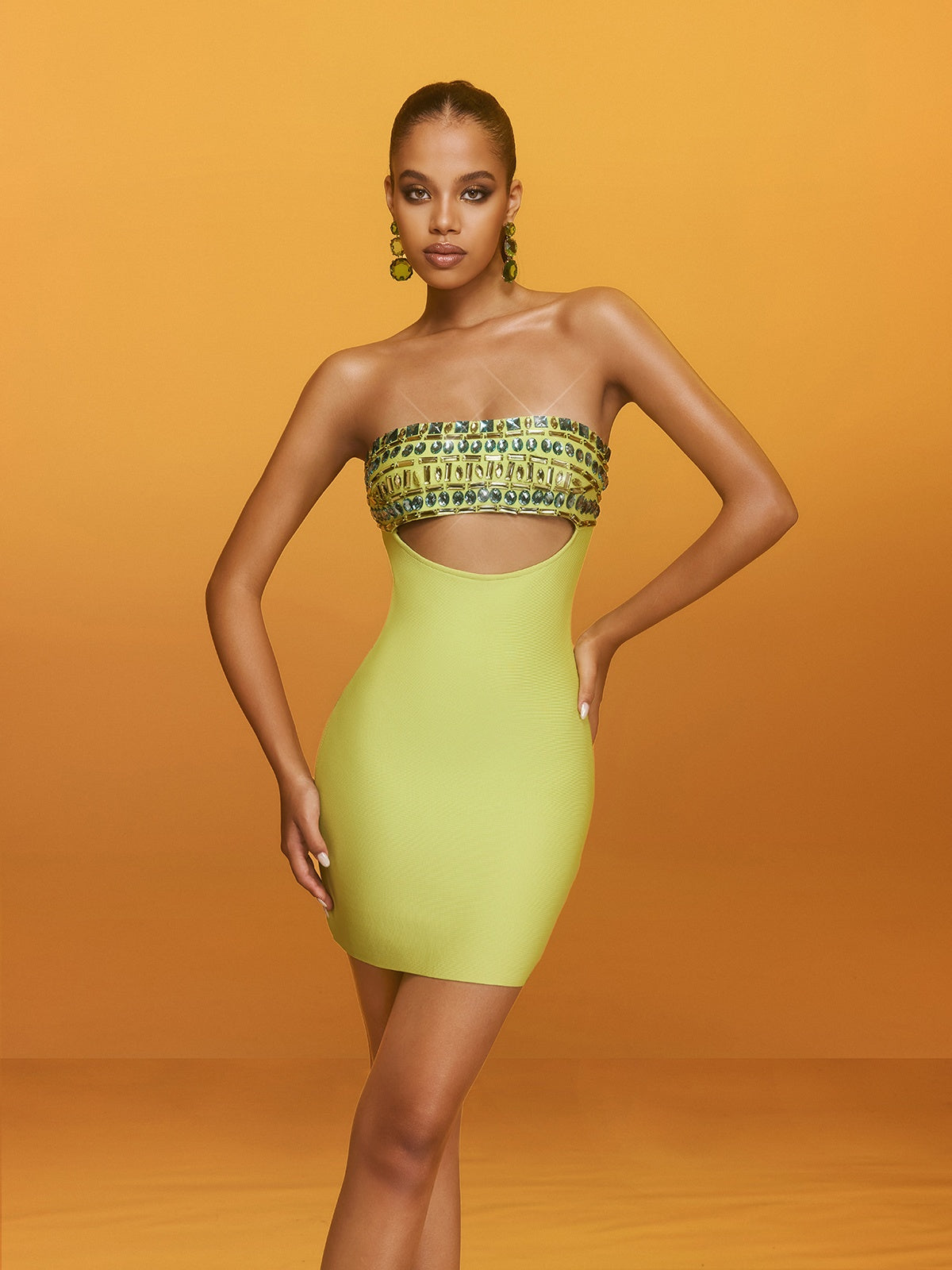 Strapless Crystal Cutout Bandage Mini Dress 4