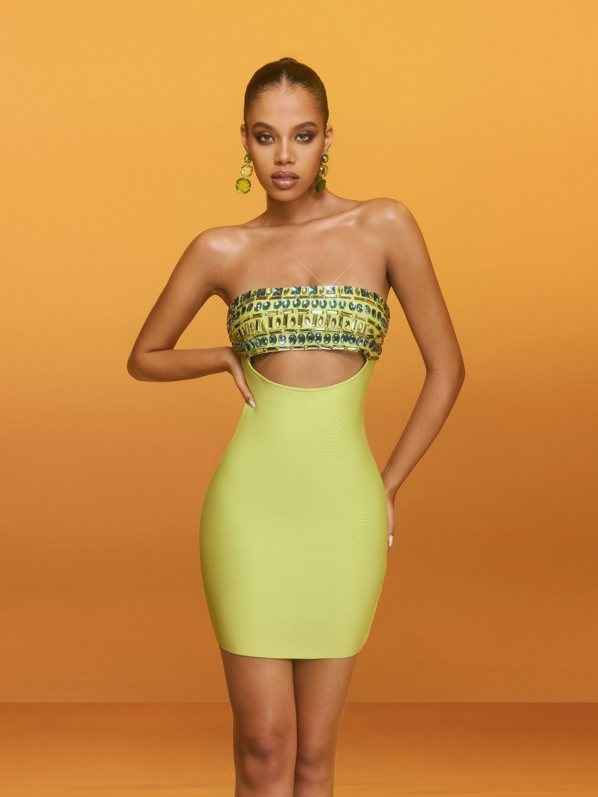 Strapless Crystal Cutout Bandage Mini Dress 2