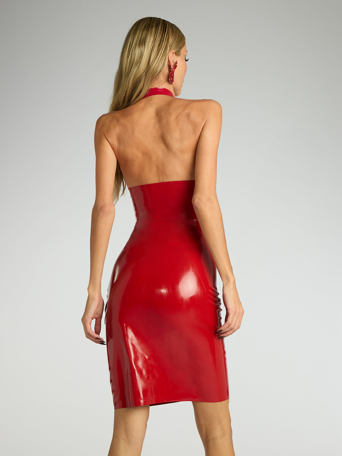Halter Latex Bodycon Mini Dress 6