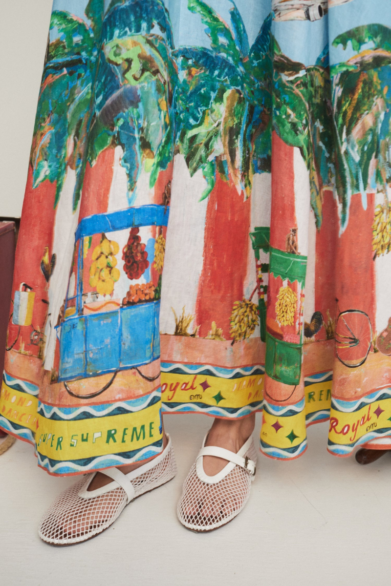 Graffiti Print Spaghetti Strap Square Neck Pocket A-Line Maxi Dress 4