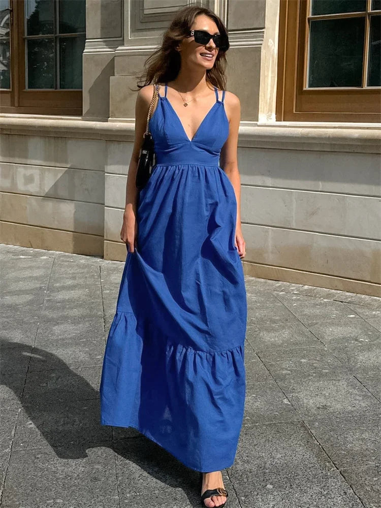 Sleeveless Mesh Panel Patchwork Maxi Dress 2