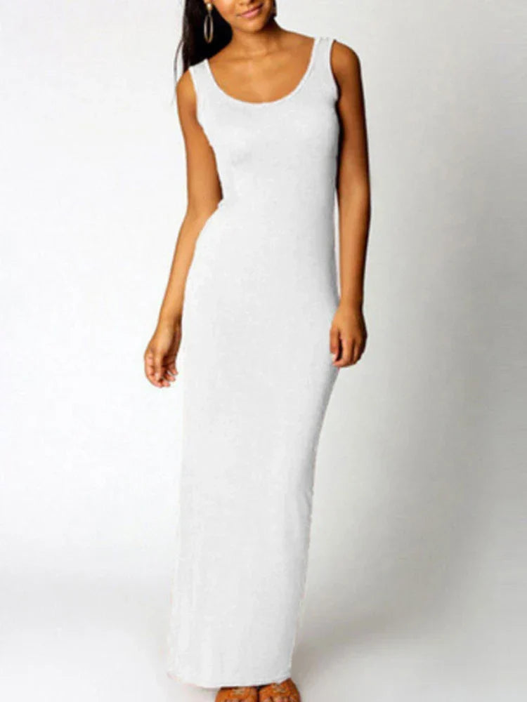 Scoop Neck Tank Strap Sleeveless Bodycon Maxi Dress 4
