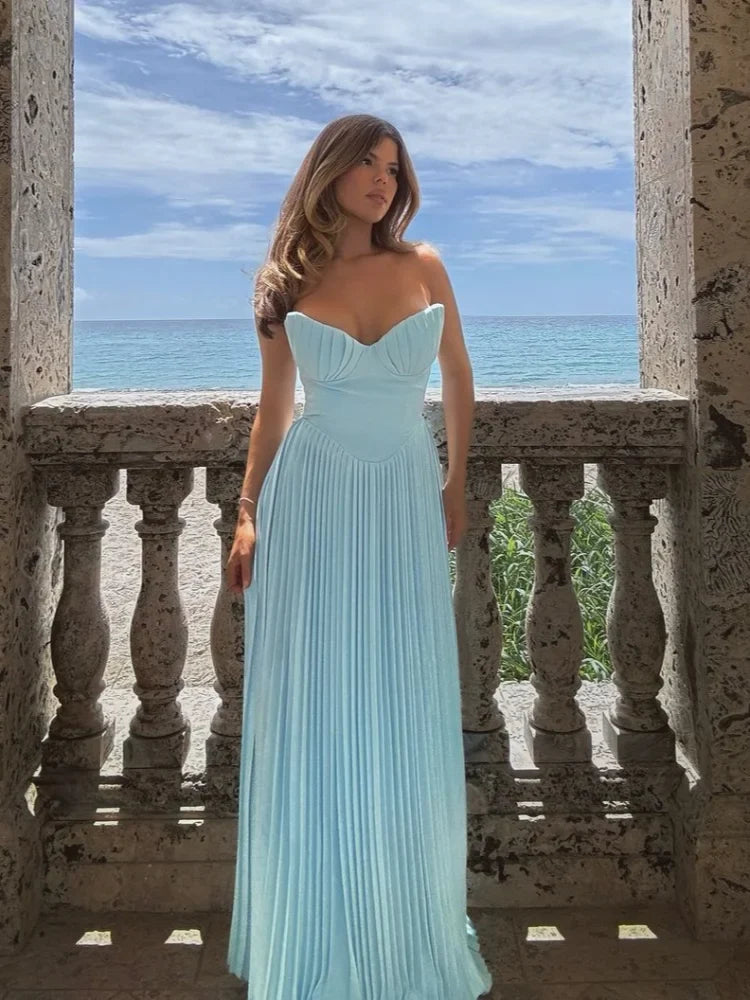 Pleated Scoop Neck Spaghetti Strap Maxi Dress 3